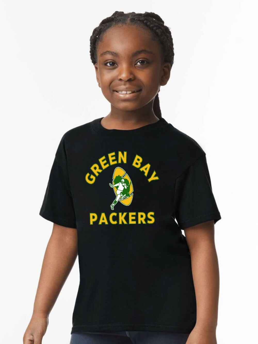Green Bay Packers Retro YOUTH Softstyle t-shirt BLACK